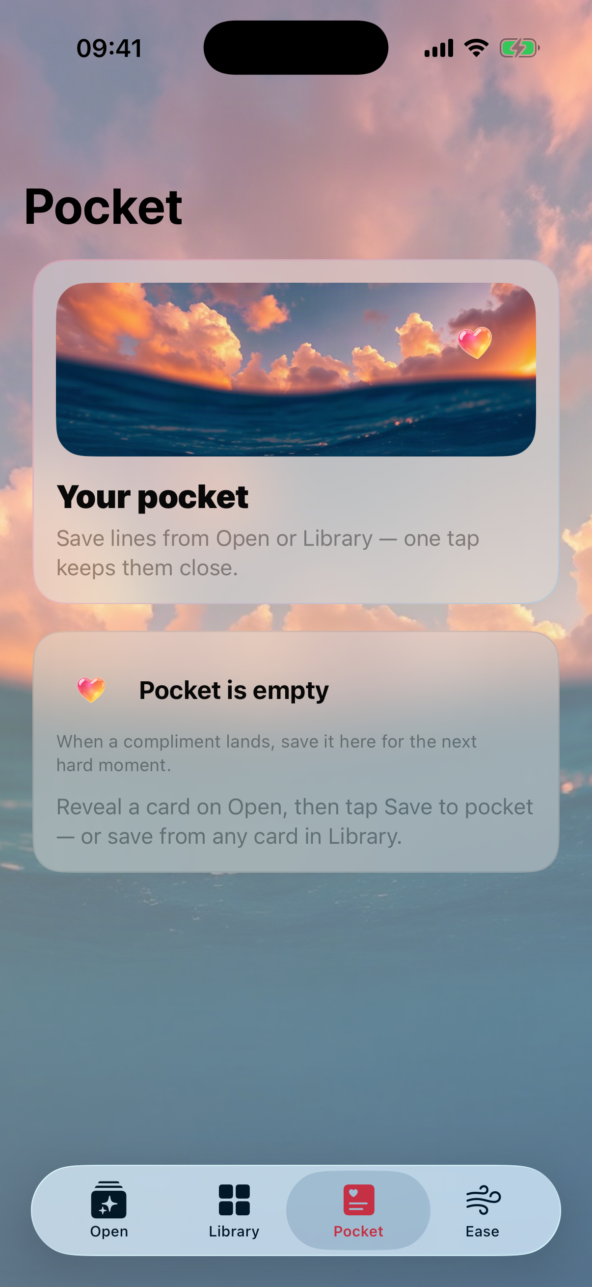 Pocket saved cards